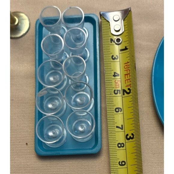 Marx Dollhouse Dining Set With Utensils Plates Cups Glasses and More 1950's - Picture 8 of 13